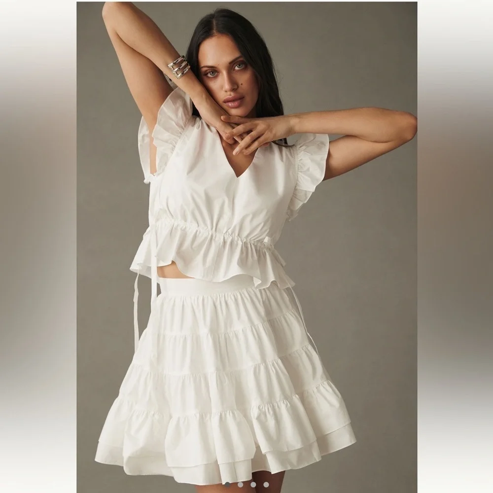 En Saison - Anthropologie - Juliet Top and Skirt Set in white Oyster - S/M